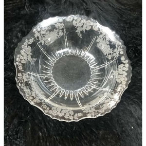 Viking New Martinsville Depression Glass Etched Flower Basket Footed Bowl